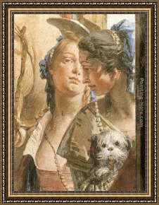 Cleopatra Testing Poisons on Condemned Prisoners Cropped Framed Paintings - The Banquet of Cleopatra [detail #6] by Giovanni Battista Tiepolo